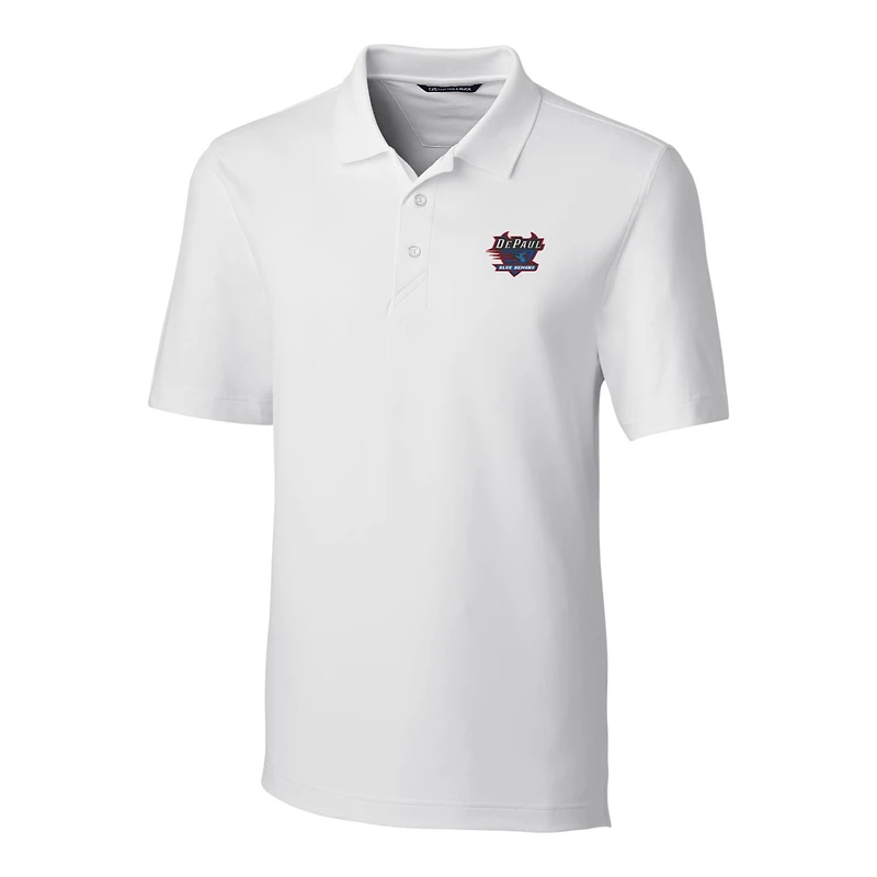 Polo stretch Cutter & Buck blanc DePaul Blue Demons grandes tailles Forge pour homme