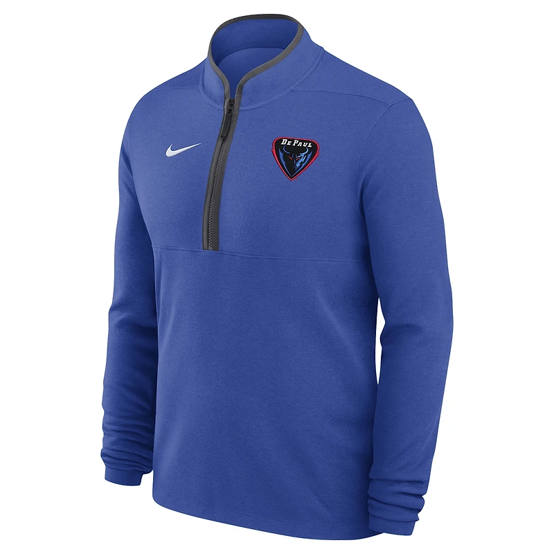 Men's Nike Royal DePaul Blue Demons Coaches Courtside Basketball Victory Performance Quarter-Zip Top