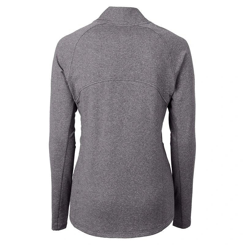 Women's Cutter & Buck  Heather Black DePaul Blue Demons Adapt Eco Knit Recycled Full-Zip Jacket