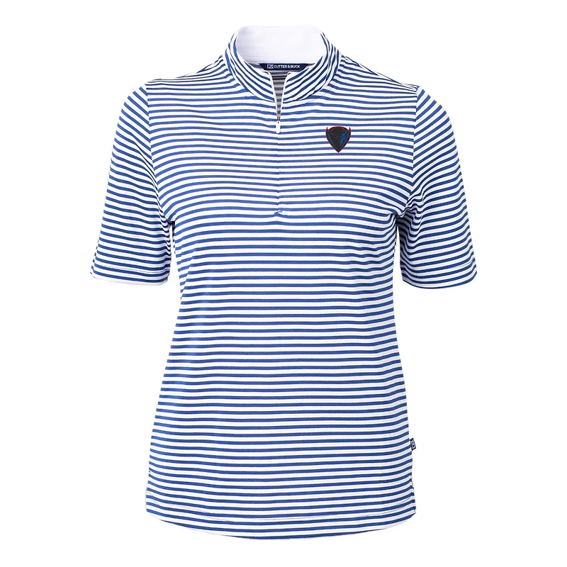 Women's Cutter & Buck  Royal DePaul Blue Demons DryTec Virtue Eco Pique Stripe Recycled Polo