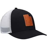 Men's Local Crowns Black Utah Leather State Applique Trucker Snapback Hat