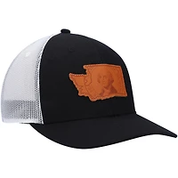 Men's Local Crowns Black Washington Leather State Applique Trucker Snapback Hat