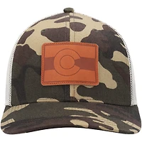 Men's Local Crowns Camo Colorado Icon Woodland State Patch Trucker Snapback Hat