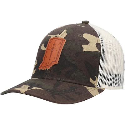 Casquette de camionneur Local Crowns Camo Indiana Icon Woodland State Patch pour homme