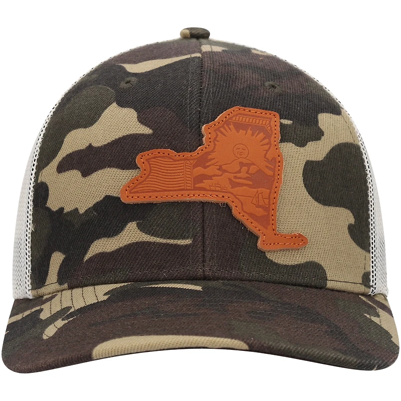 Casquette de camionneur Local Crowns Camo New York Icon Woodland State Patch pour homme