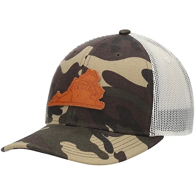 Men's Local Crowns Camo Virginia Icon Woodland State Patch Trucker Snapback Hat