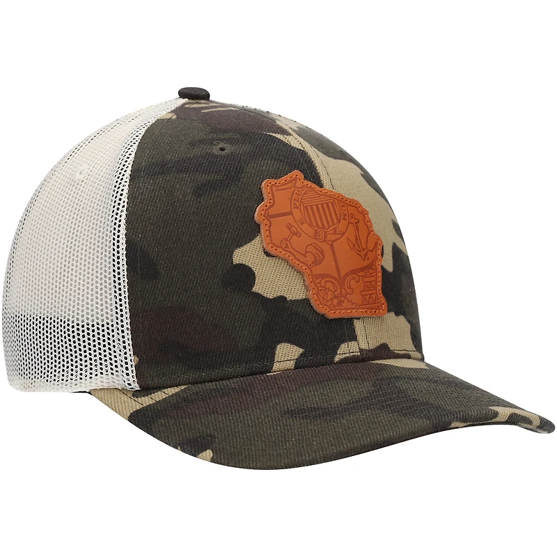 Casquette de camionneur Local Crowns Camo Wisconsin Icon Woodland State Patch pour homme
