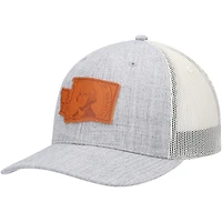 Men's Local Crowns Heathered Gray Washington Leather State Patch Trucker Snapback Hat