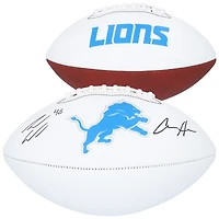 Ballon de football Franklin White Panel autographié par Aidan Hutchinson et Jack Campbell des Lions de Détroit