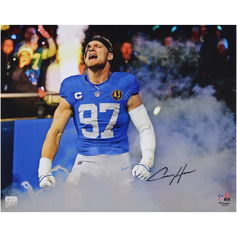 Aidan Hutchinson Detroit Lions Autographed 16" x 20" Smoke Entrance Spotlight Photograph