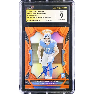 Aidan Hutchinson Detroit Lions Autographed 2022 Panini Certified Mirror Orange #120 #/149 CGC Authenticated 9/10 Rookie Card