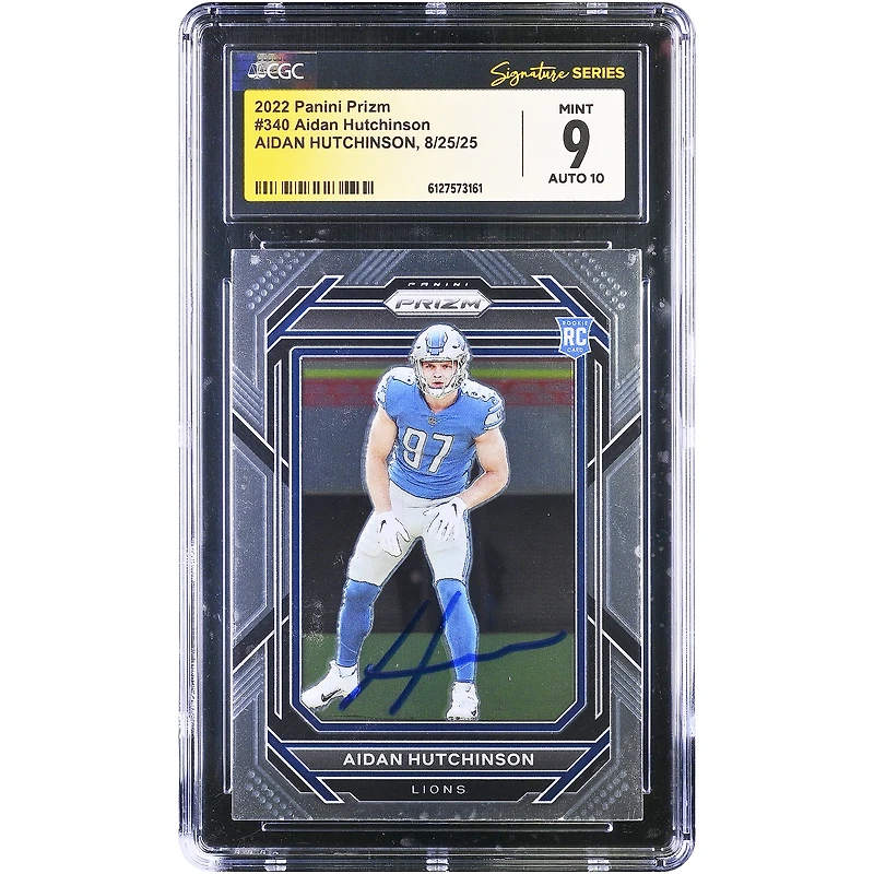 Aidan Hutchinson Detroit Lions Autographed 2022 Panini Prizm #340 CGC Authenticated 9/10 Rookie Card