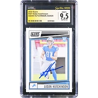 Carte recrue autographiée d'Aidan Hutchinson (Detroit Lions), Panini Score 2022 n° 307, authentifiée CGC 9,5/10