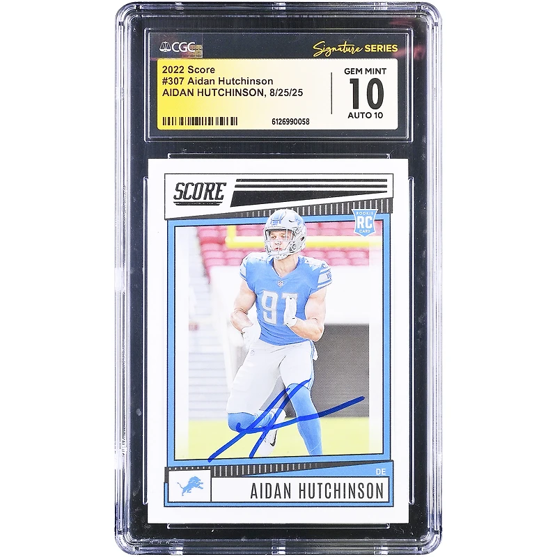 Aidan Hutchinson Detroit Lions Autographed 2022 Panini Score #307 CGC Fanatics Witnessed Authenticated 10/10 Rookie Card