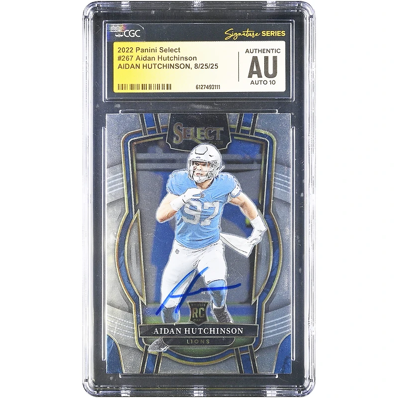 Aidan Hutchinson Detroit Lions Autographed 2022 Panini Select #267 CGC Authenticated Auto 10 Rookie Card
