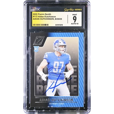 Aidan Hutchinson Detroit Lions Autographed 2022 Panini Zenith #113 CGC Authenticated /10 Rookie Card