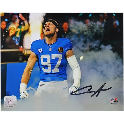 Photo dédicacée d'Aidan Hutchinson (Detroit Lions) - 20 x 25 cm (8 x 10 pouces) - Projecteur d'entrée de la fumée