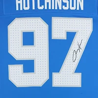 Maillot Nike Vapor F.U.S.E. bleu dédicacé par Aidan Hutchinson des Lions de Détroit, édition limitée