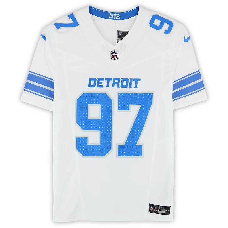 Maillot Nike Vapor F.U.S.E. blanc en édition limitée, autographié par Aidan Hutchinson (Detroit Lions)