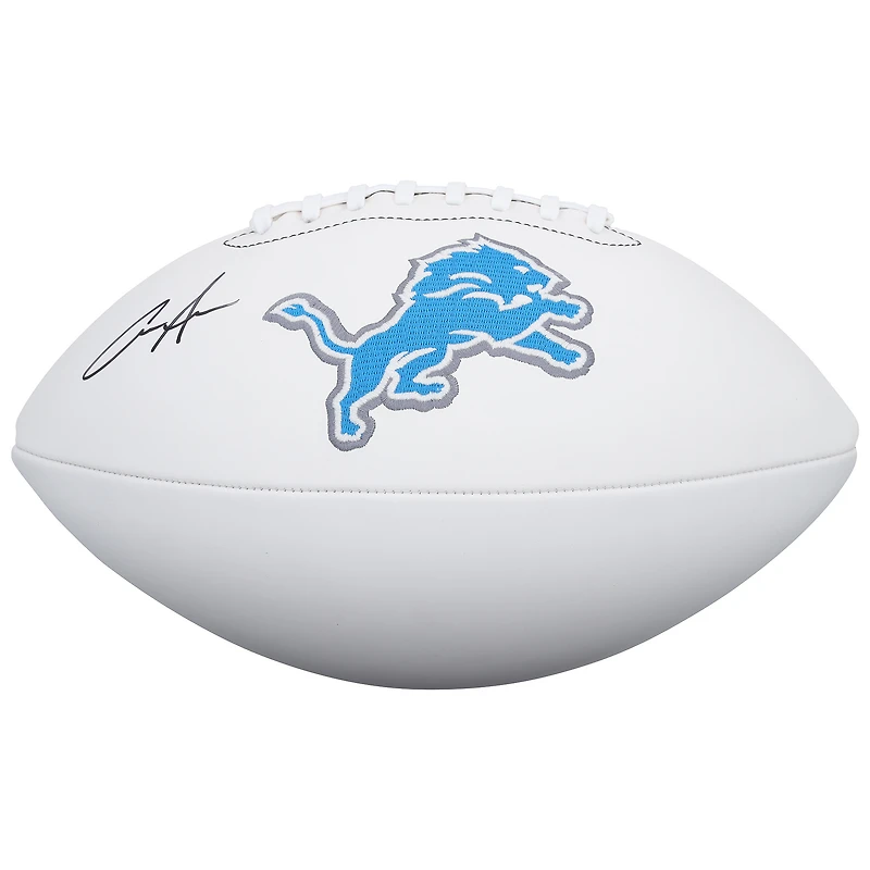 Ballon de football Wilson White Panel autographié par Aidan Hutchinson des Lions de Détroit