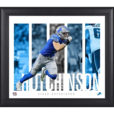 Collage de panneaux encadrés de 15" x 17" des joueurs des Lions de Detroit d'Aidan Hutchinson