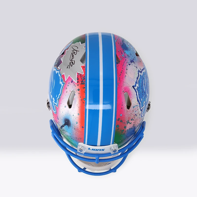 Amon-Ra St. Brown Detroit Lions Autographed 2024 Speed Authentic Helmet - Art by Shawn Voelker - NF70444446