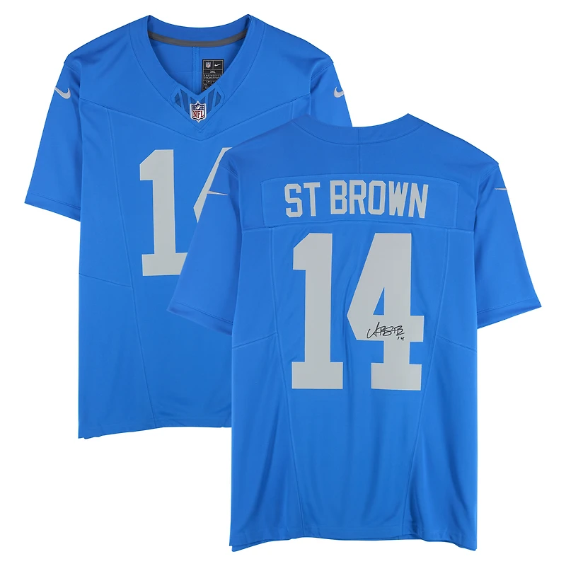 Maillot Nike Vapor F.U.S.E. bleu dédicacé par Amon-Ra St. Brown des Lions de Détroit
