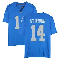 Maillot Nike Vapor F.U.S.E. bleu dédicacé par Amon-Ra St. Brown des Lions de Détroit