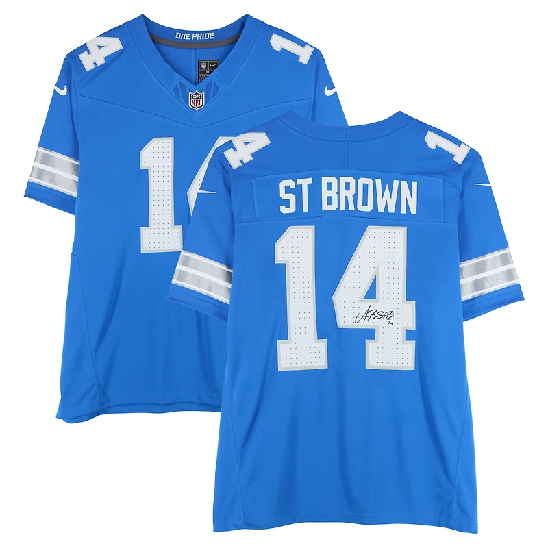Amon-Ra St. Brown Detroit Lions Autographed Blue Nike Vapor F.U.S.E. Limited Jersey