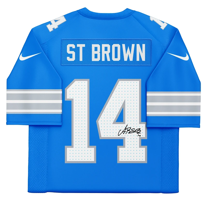 Maillot Nike Vapor F.U.S.E. bleu dédicacé par Amon-Ra St. Brown des Lions de Détroit
