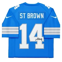 Maillot Nike Vapor F.U.S.E. bleu dédicacé par Amon-Ra St. Brown des Lions de Détroit