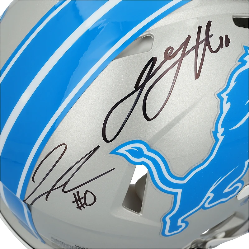 Amon-Ra St. Brown, Jahmyr Gibbs & Jared Goff Detroit Lions Autographed Riddell Speed Authentic Helmet