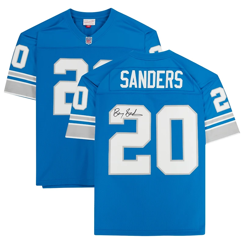 Barry Sanders Detroit Lions Autographed White Mitchell & Ness Replica Jersey with "HOF 04" Inscription