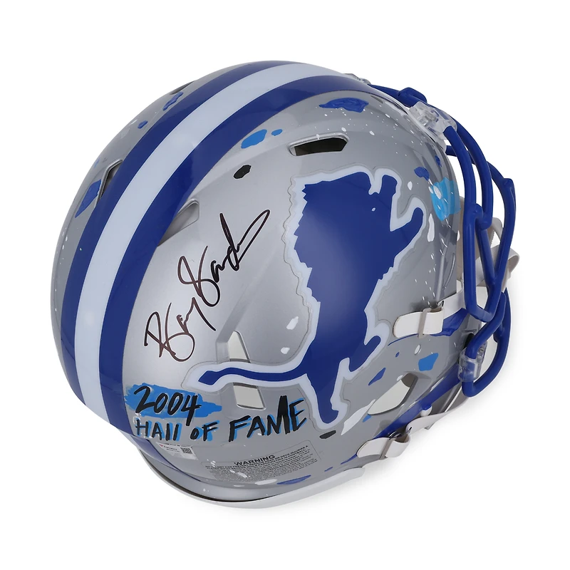 Barry Sanders Detroit Lions Autographed Riddell Speed Authentic Helmet  - Art by King Saladeen - Limited Edition #1/1 - WN55915781