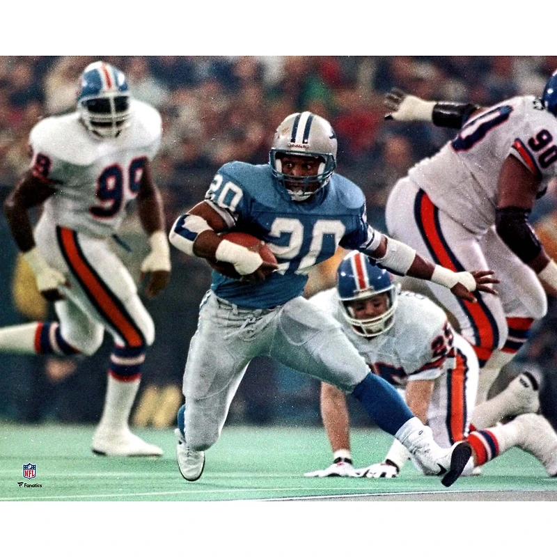 Photo non signée de Barry Sanders, des Lions Détroit, en train courir avec son maillot bleu