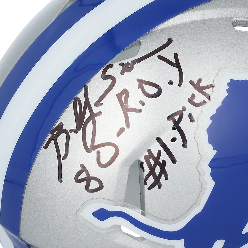 Billy Sims Detroit Lions Autographed Silver Throwback Riddell Speed Mini Helmet with "80 ROY" & "#1 Pick" Inscriptions 