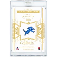 Calvin Johnson Detroit Lions Autographed 2025 Panini Flawless Ruby Star Swatch Dual-Color Relic #SSS-CJO #8/15 Card