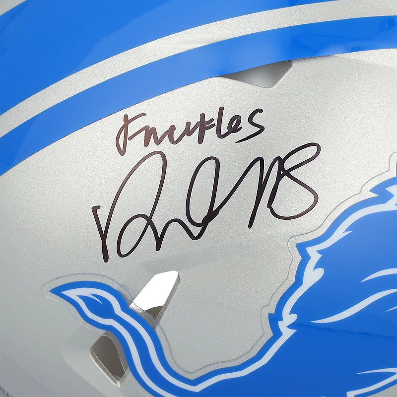 Casque Riddell Speed authentique autographié par David Montgomery des Detroit Lions avec inscription « Knuckles »