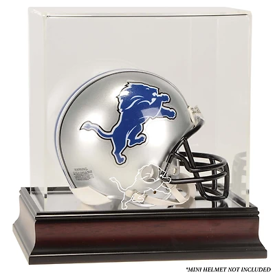 Detroit Lions Mahogany Logo Mini Helmet Display Case