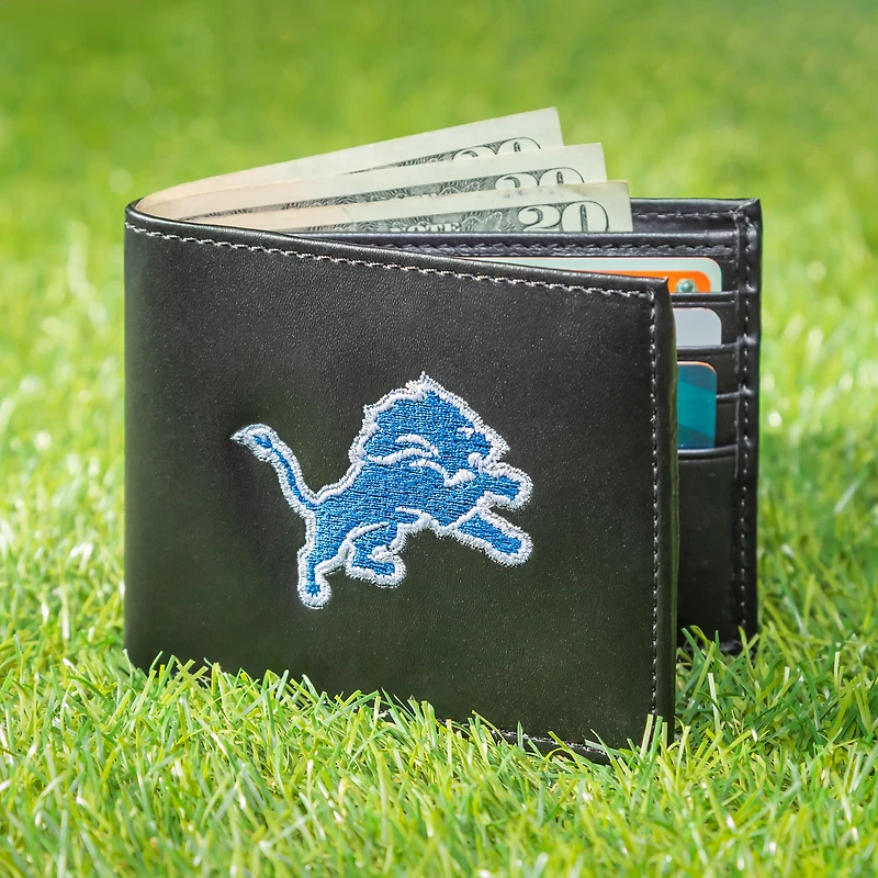 Portefeuille à deux volets brodé en cuir synthétique des Lions de Détroit