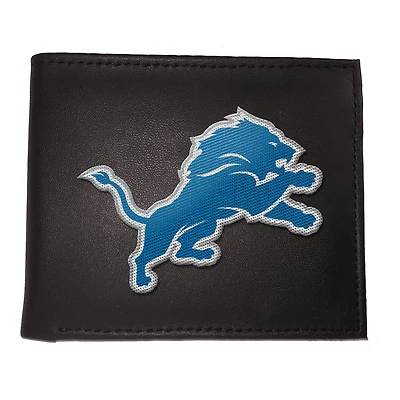 Portefeuille à deux volets brodé en cuir synthétique des Lions de Détroit