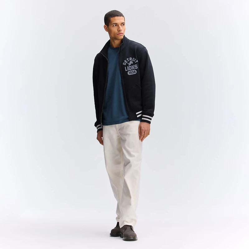 Veste polaire emblématique noire des Lions de Détroit Fanatics avec fermeture éclair intégrale