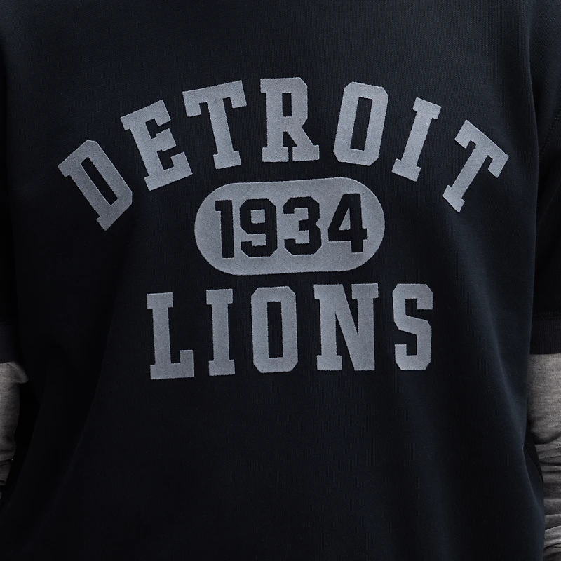 Fanatics Black Detroit Lions IconicFleece Short Sleeve Sweatshirt