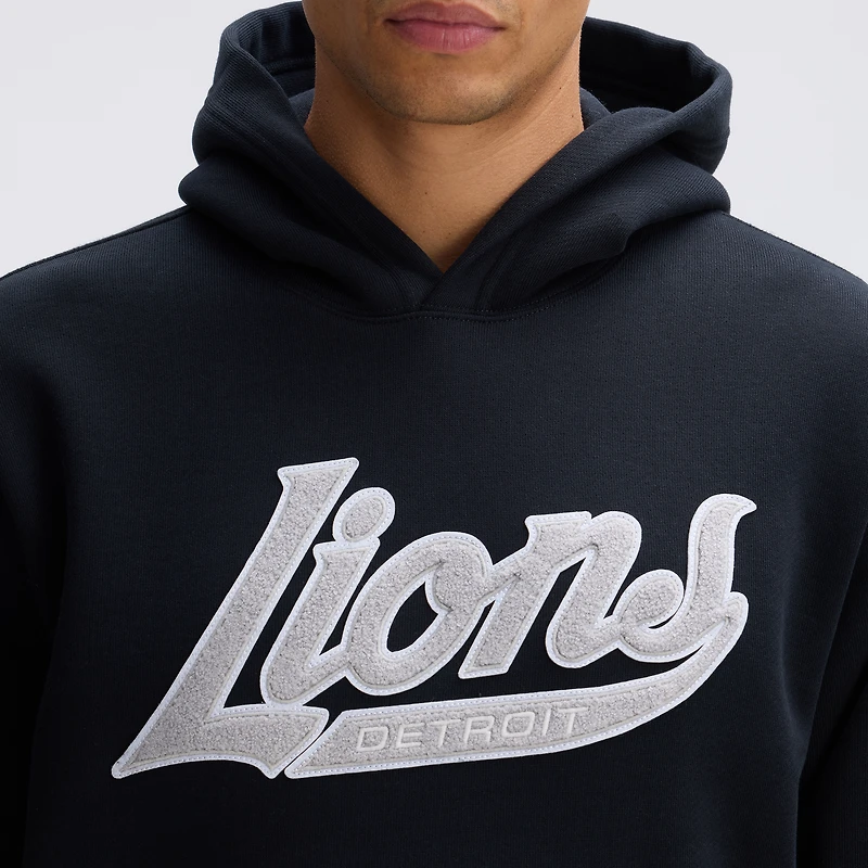 Fanatics Black Detroit Lions IconicFleece Tipped Hoodie