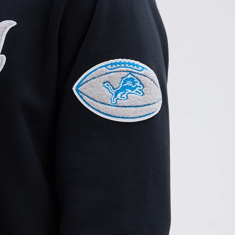 Fanatics Black Detroit Lions IconicFleece Tipped Hoodie