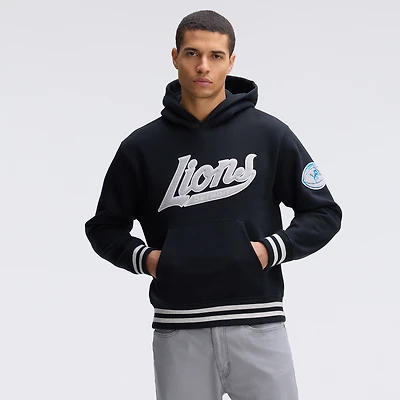Fanatics Black Detroit Lions IconicFleece Tipped Hoodie