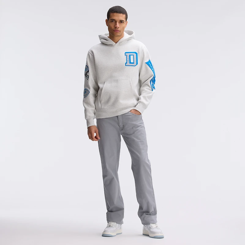 Fanatics Heather Gray Detroit Lions IconicFleece Letterman Hoodie