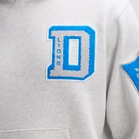 Sweat à capuche Letterman emblématique en polaire gris chiné des Lions de Détroit Fanatics