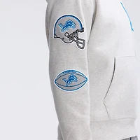 Sweat à capuche Letterman emblématique en polaire gris chiné des Lions de Détroit Fanatics
