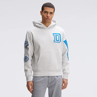 Fanatics Heather Gray Detroit Lions IconicFleece Letterman Hoodie